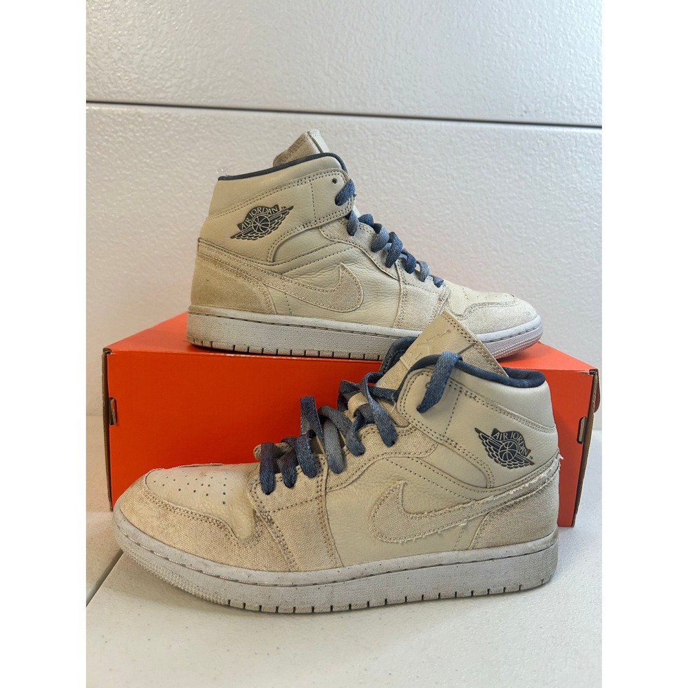 Nike Air Jordan 1 Mid Sanddrift Indigo Womens 9.5 #2417